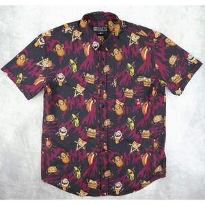 RSVLTS Evil Eats KUNUFLEX Shirt Mens XL Short Sleeve Button Up Fast Food Monster